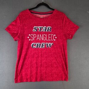 Way to Celebrate Patriotic Star Spangled Crew Red Graphic T-Shirt Small 4-6